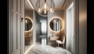 Une entrée agrandie et plus spacieuse grâce aux miroirs