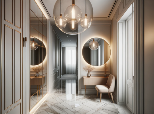 Une entrée agrandie et plus spacieuse grâce aux miroirs