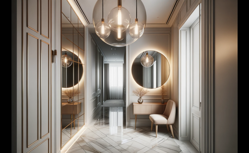 Une entrée agrandie et plus spacieuse grâce aux miroirs